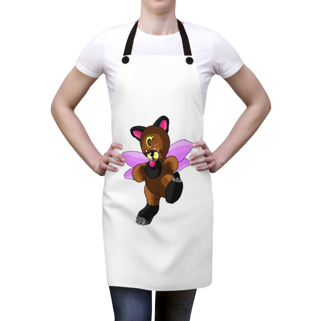 Angebear Apron featuring a stylish design with black detachable twill straps and customizable one-sided print.