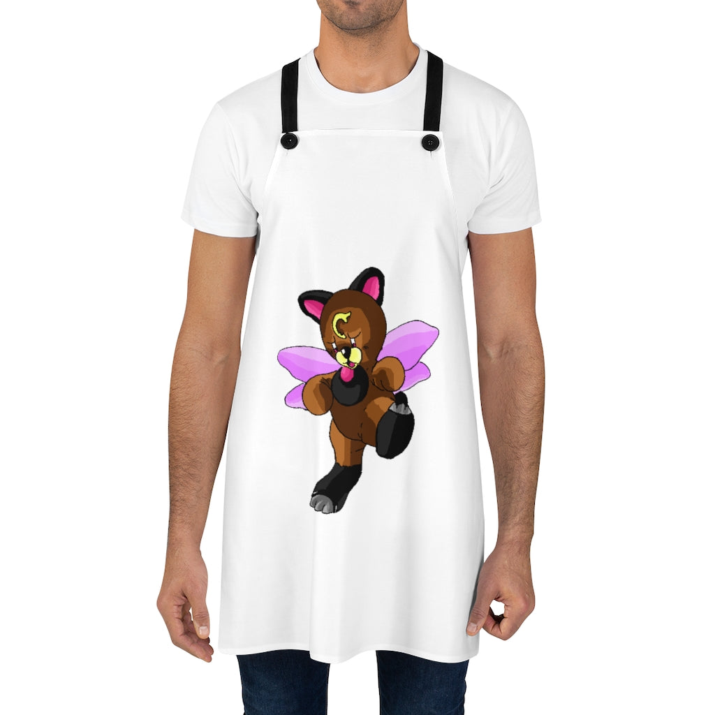 Angebear Apron featuring a stylish design with black detachable twill straps and customizable one-sided print.
