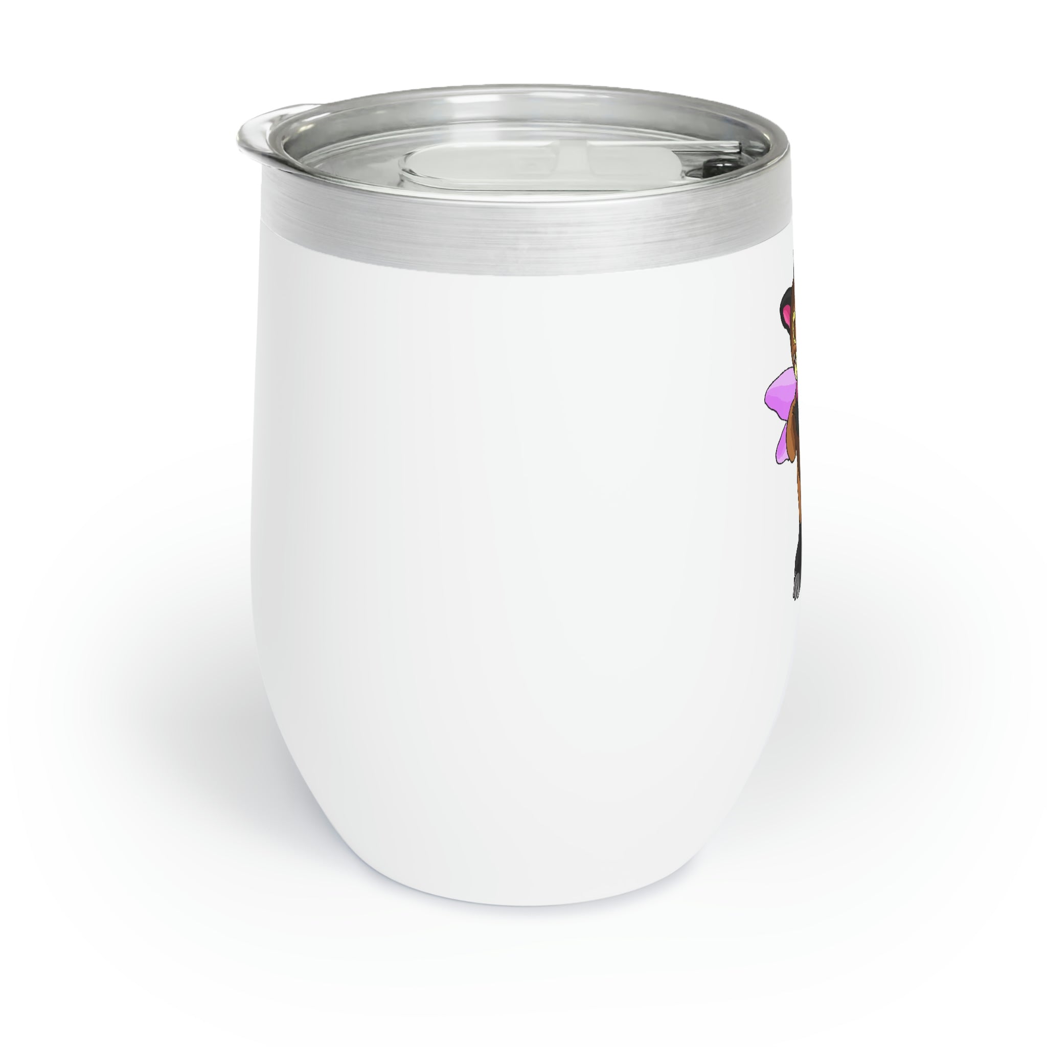 Angebear Chill Wine Tumbler in stainless steel with a sleek, stemless design, showcasing its double-insulated walls and customizable surface.