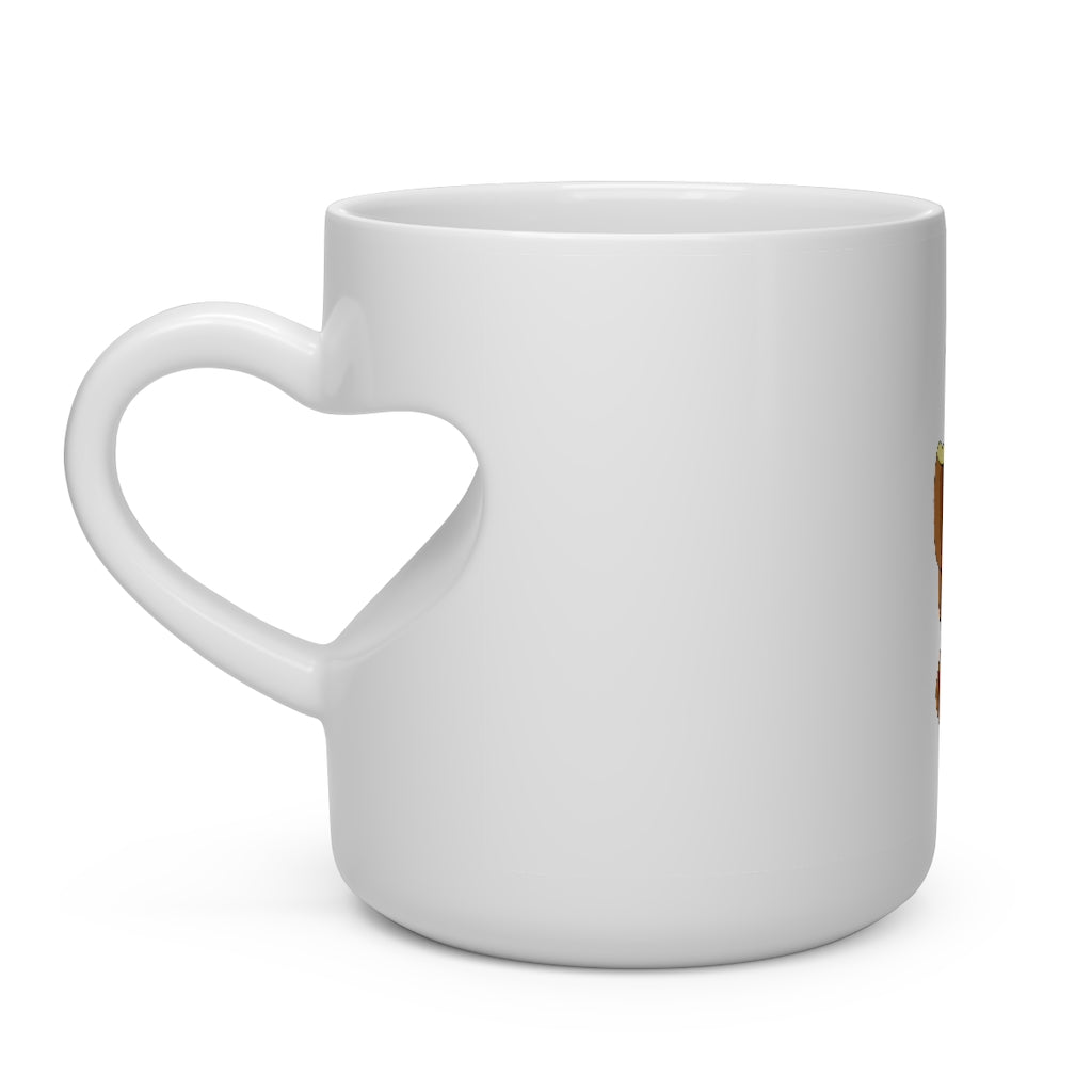 Angeburdum Heart Shape Mug featuring a white ceramic finish with a heart-shaped handle, perfect for hot beverages.