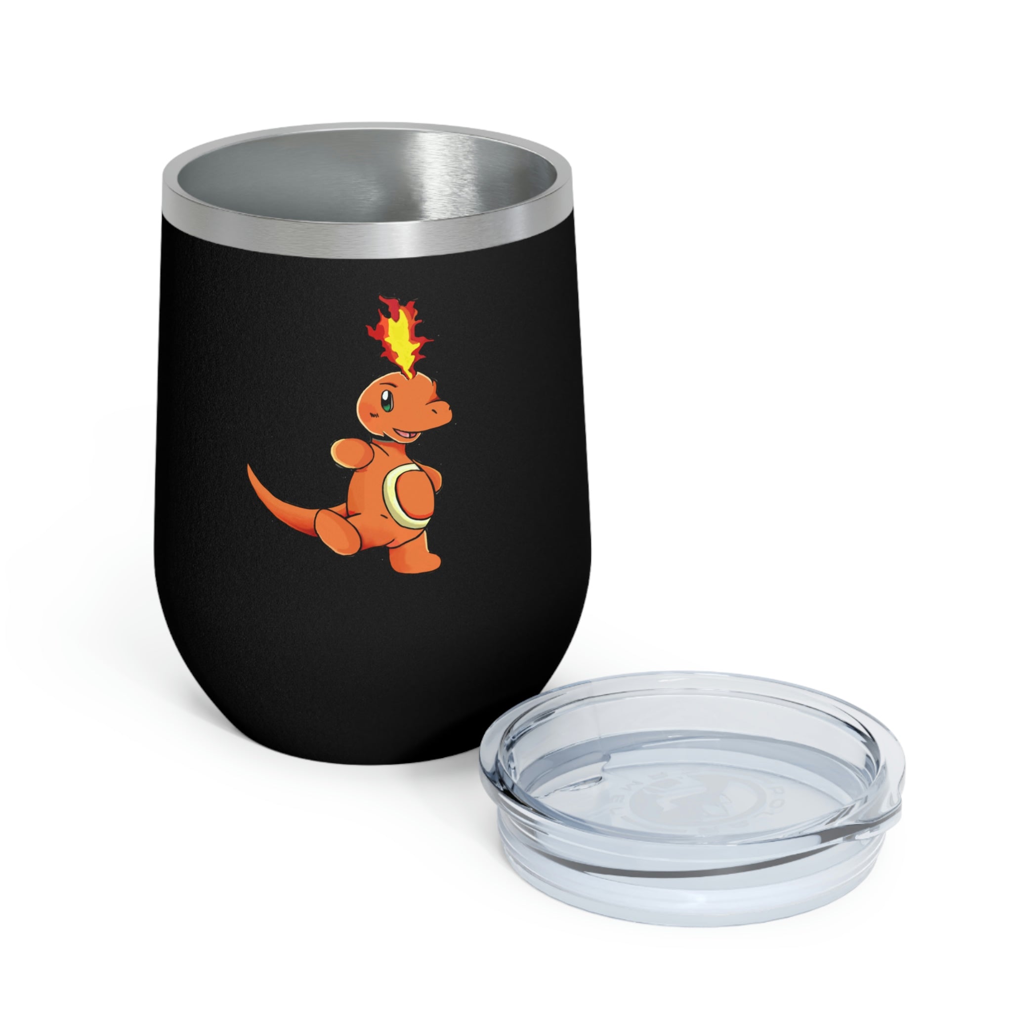Angetapir 12oz Insulated Wine Tumbler with clear lid and stainless steel body, perfect for hot and cold beverages.