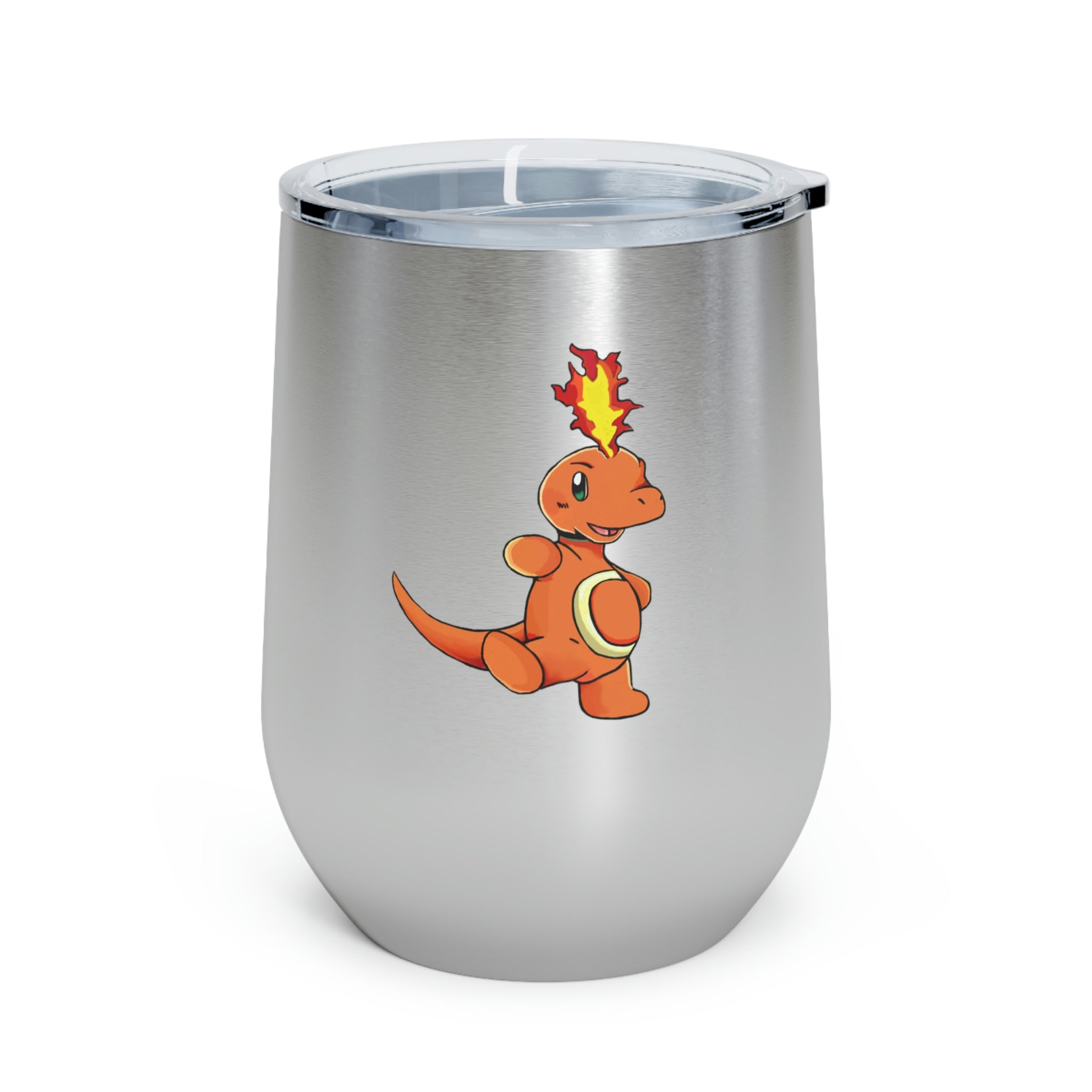 Angetapir 12oz Insulated Wine Tumbler with clear lid and stainless steel body, perfect for hot and cold beverages.