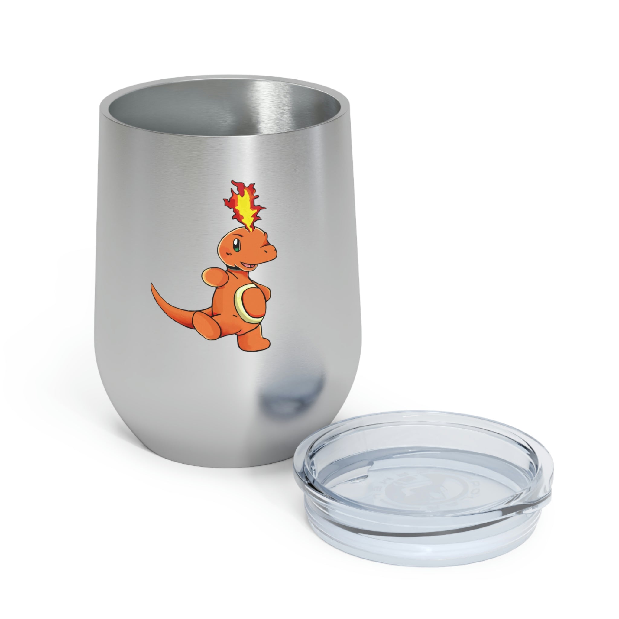Angetapir 12oz Insulated Wine Tumbler with clear lid and stainless steel body, perfect for hot and cold beverages.