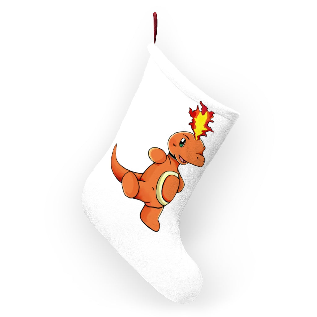 Angetapir Christmas Stockings hanging by a festive fireplace, showcasing custom prints and soft fleece material.