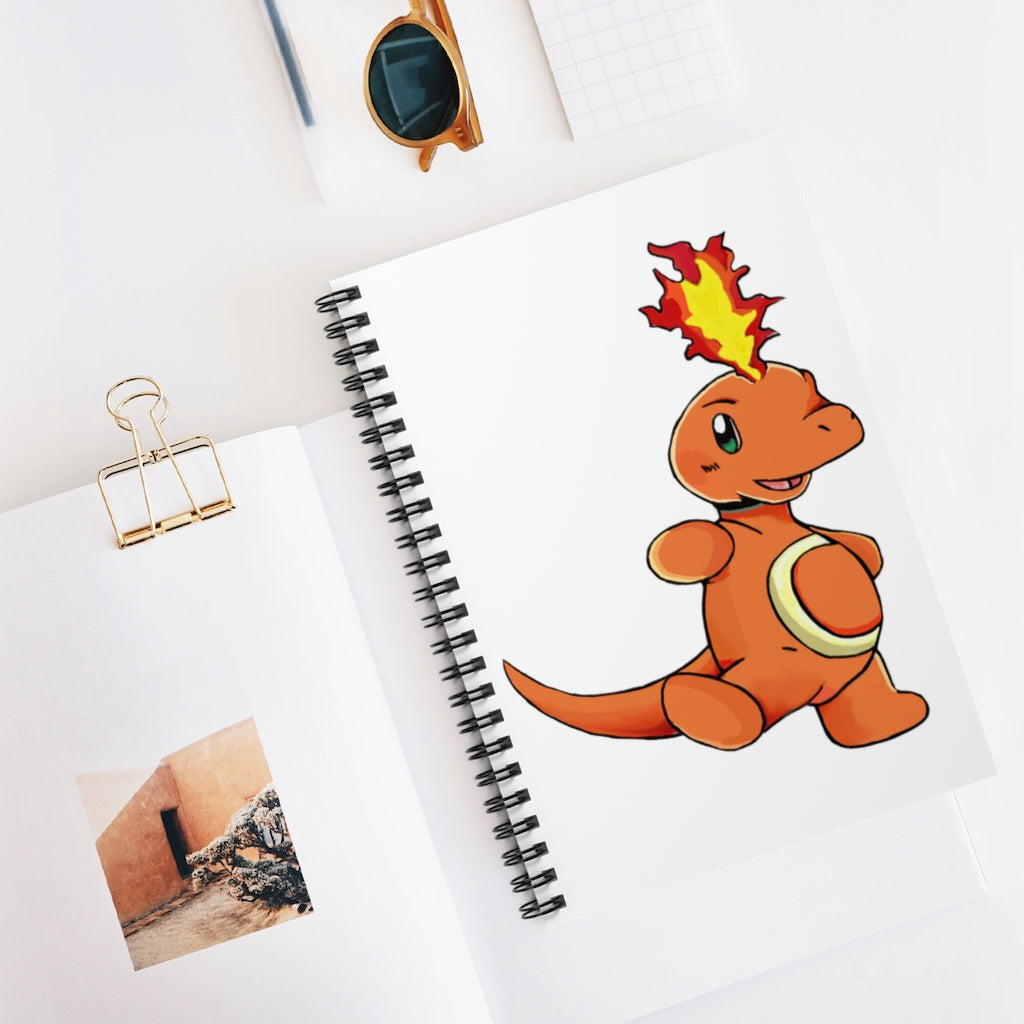 Angetapir Spiral Notebook with ruled line pages and a colorful printed front cover, featuring a sleek black back cover.