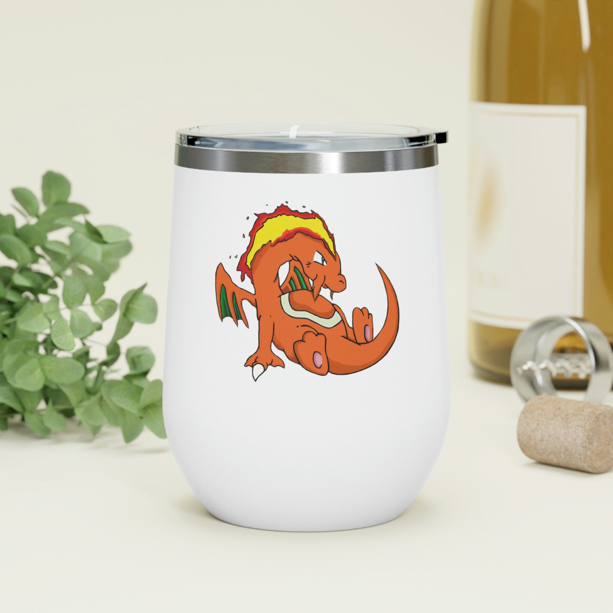 Angetir 12oz Insulated Wine Tumbler with clear lid, showcasing stylish design and stainless steel finish.