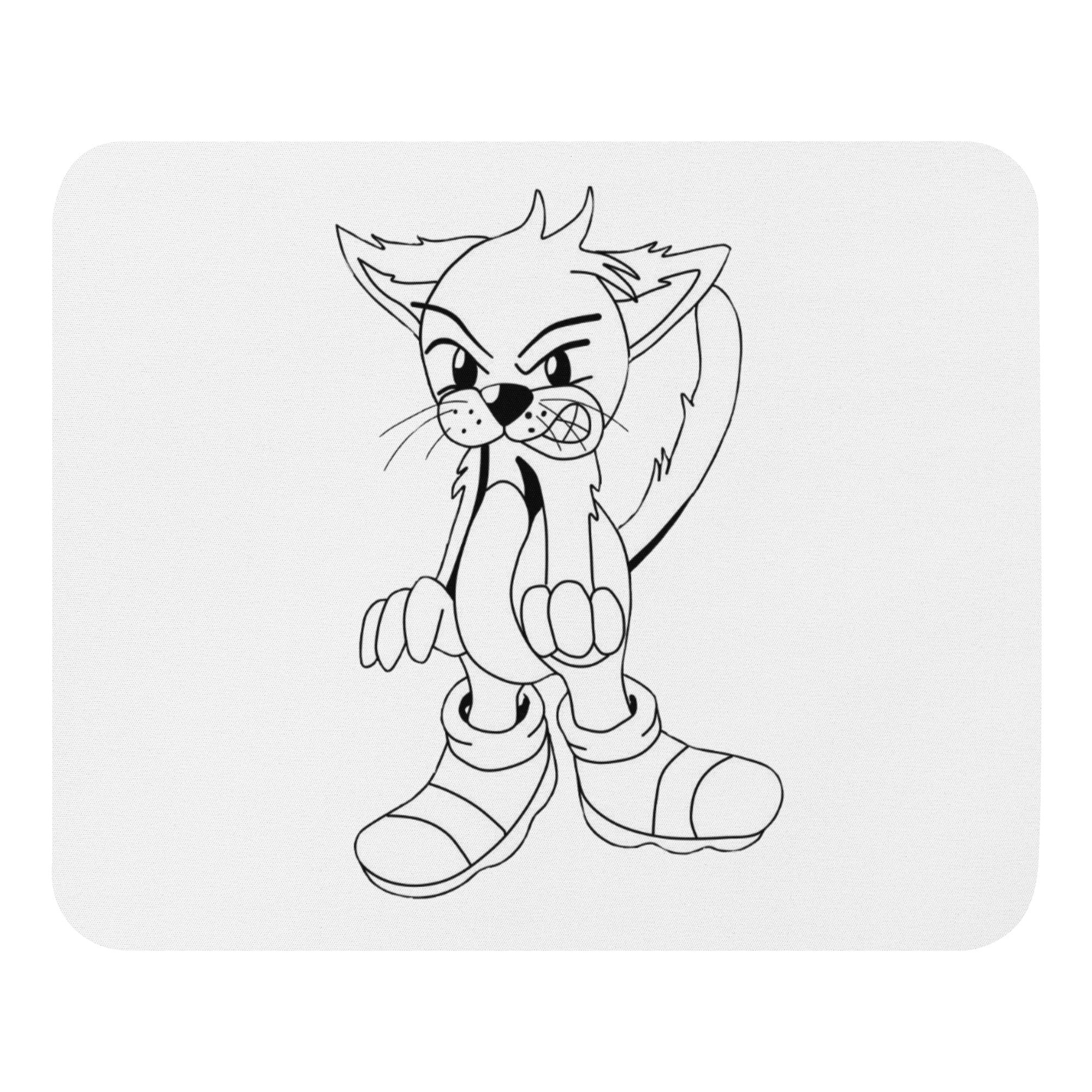 Angry Cat Mouse Pad featuring a playful cat design with a soft polyester surface and natural rubber base.