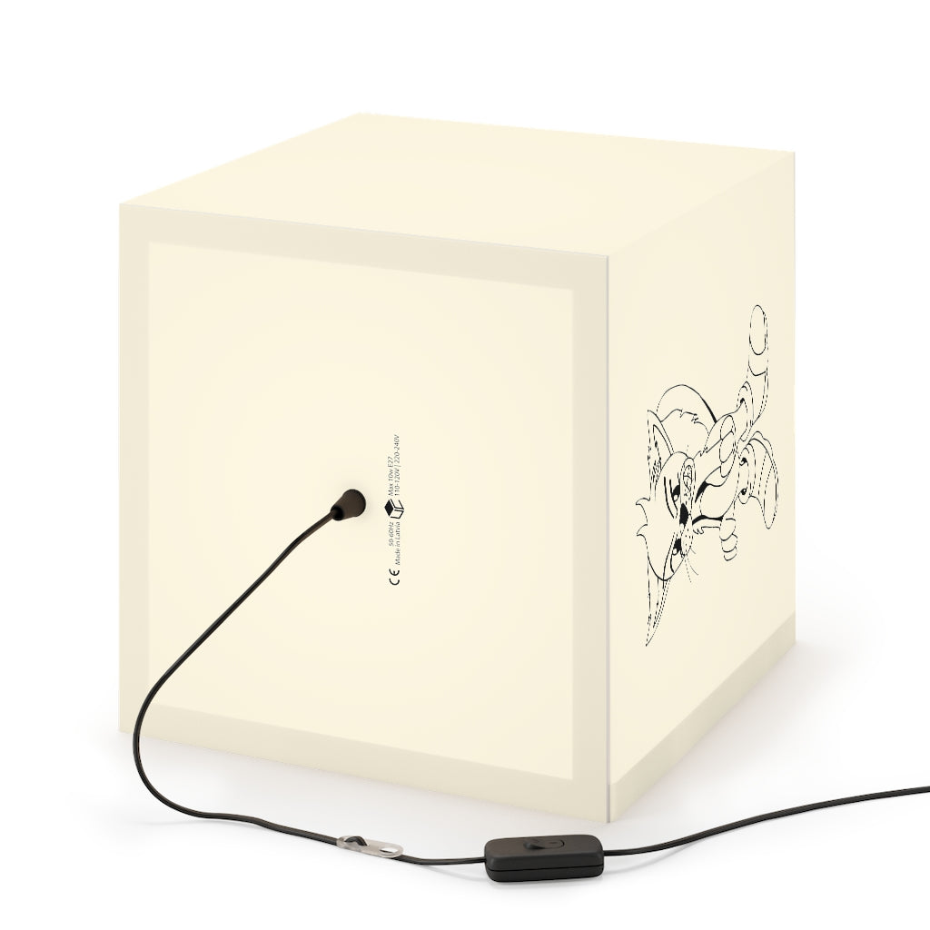 Angry Cat Personalized Lamp showcasing a unique cube design with vibrant colors, perfect for indoor decoration.