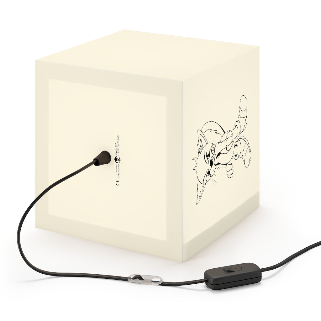 Angry Cat Personalized Lamp showcasing a unique cube design with vibrant colors, perfect for indoor decoration.