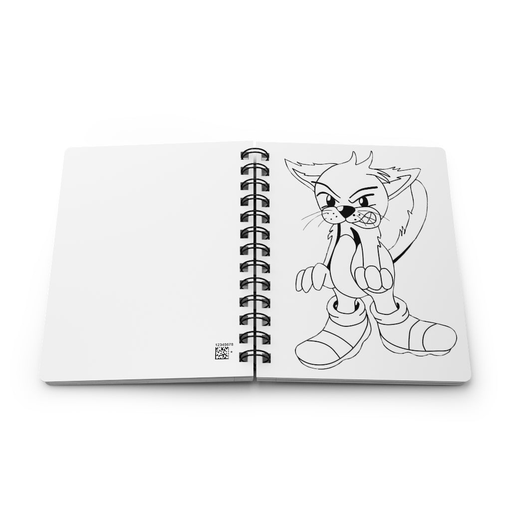 Angry Cat Spiral Bound Journal with a glossy laminated cover featuring a playful cat design, perfect for writing and journaling.