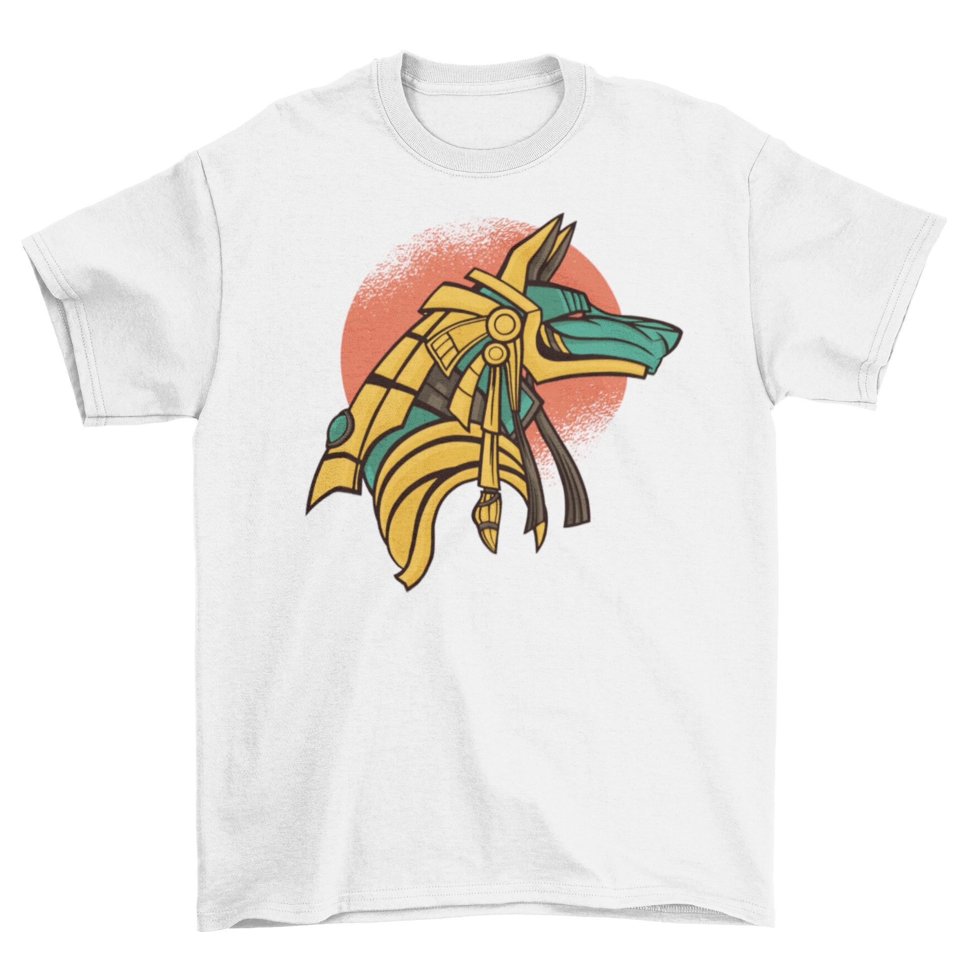 Anubis ancient Egypt t-shirt featuring a detailed design of the god of death with a jackal head.