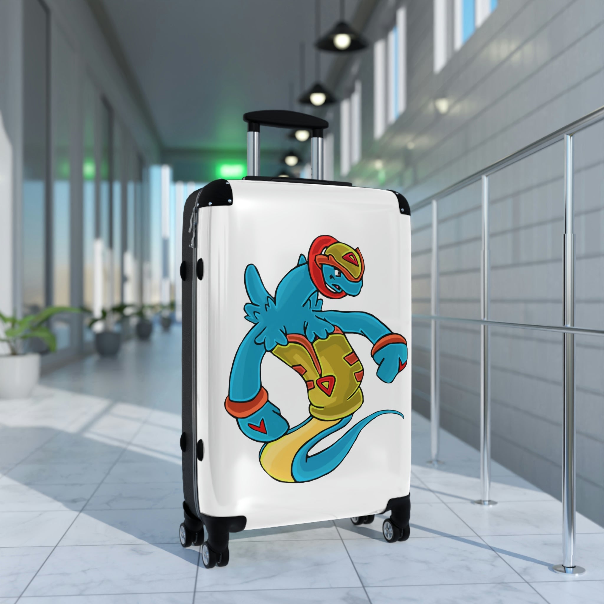 Aqrine Cabin Suitcase featuring a personalized design, durable polycarbonate shell, and adjustable handle, ideal for stylish travel.