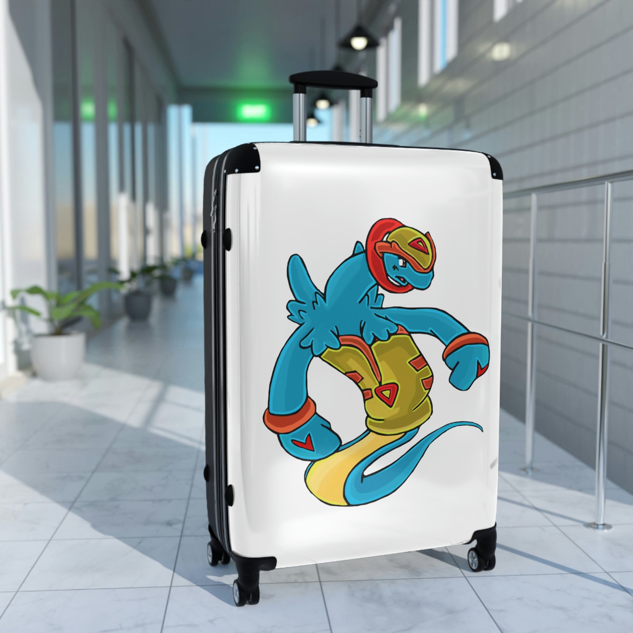 Aqrine Cabin Suitcase featuring a personalized design, durable polycarbonate shell, and adjustable handle, ideal for stylish travel.