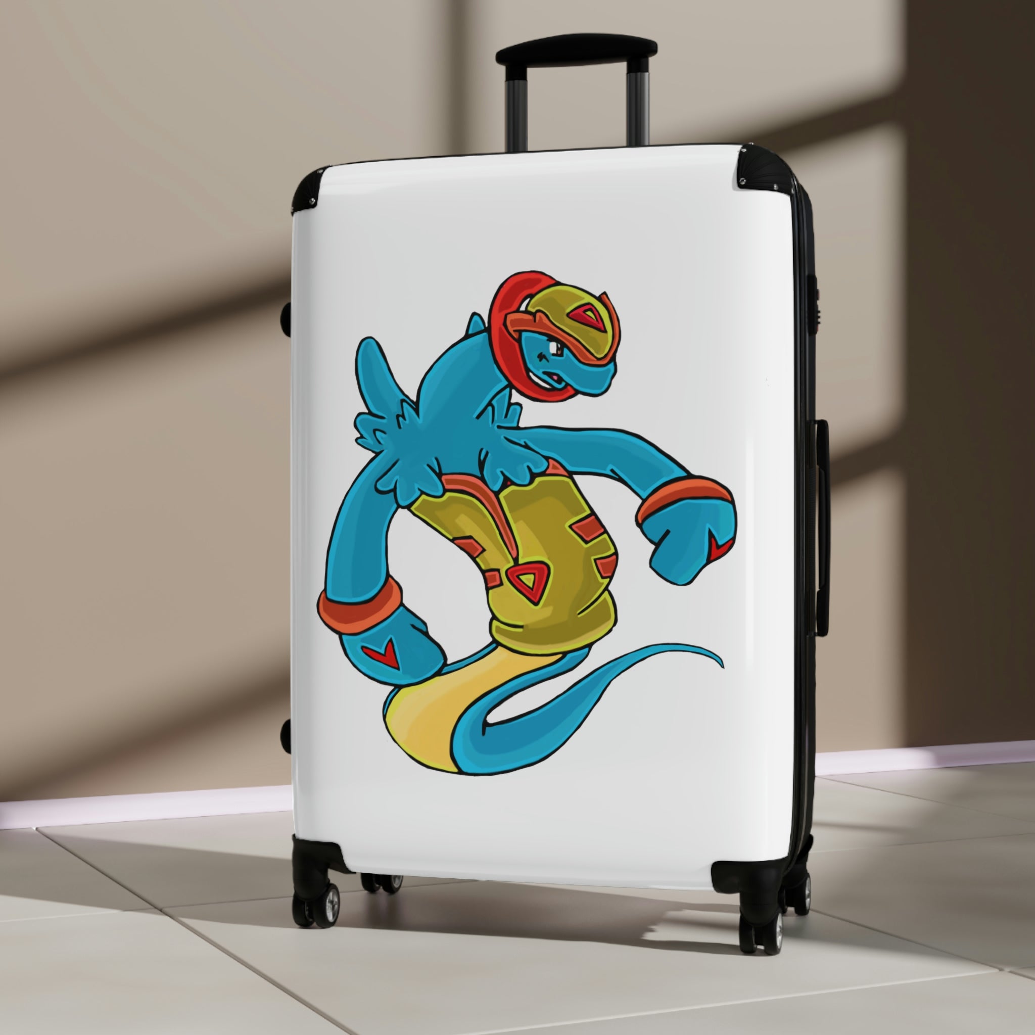 Aqrine Cabin Suitcase featuring a personalized design, durable polycarbonate shell, and adjustable handle, ideal for stylish travel.