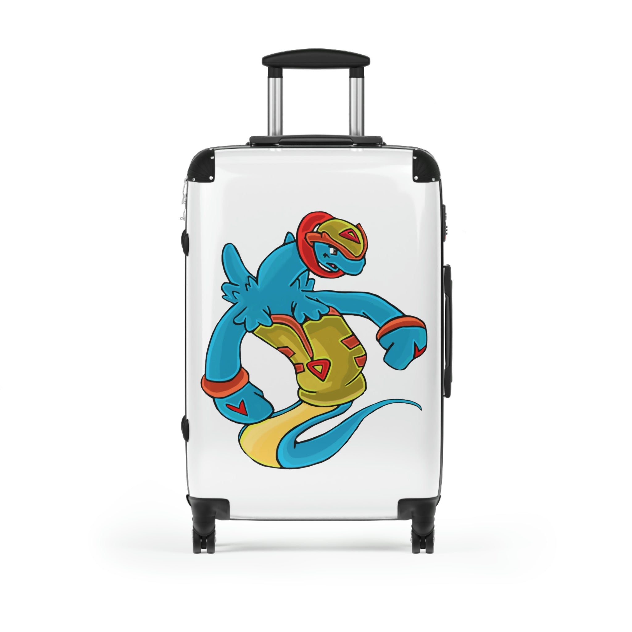 Aqrine Cabin Suitcase featuring a personalized design, durable polycarbonate shell, and adjustable handle, ideal for stylish travel.
