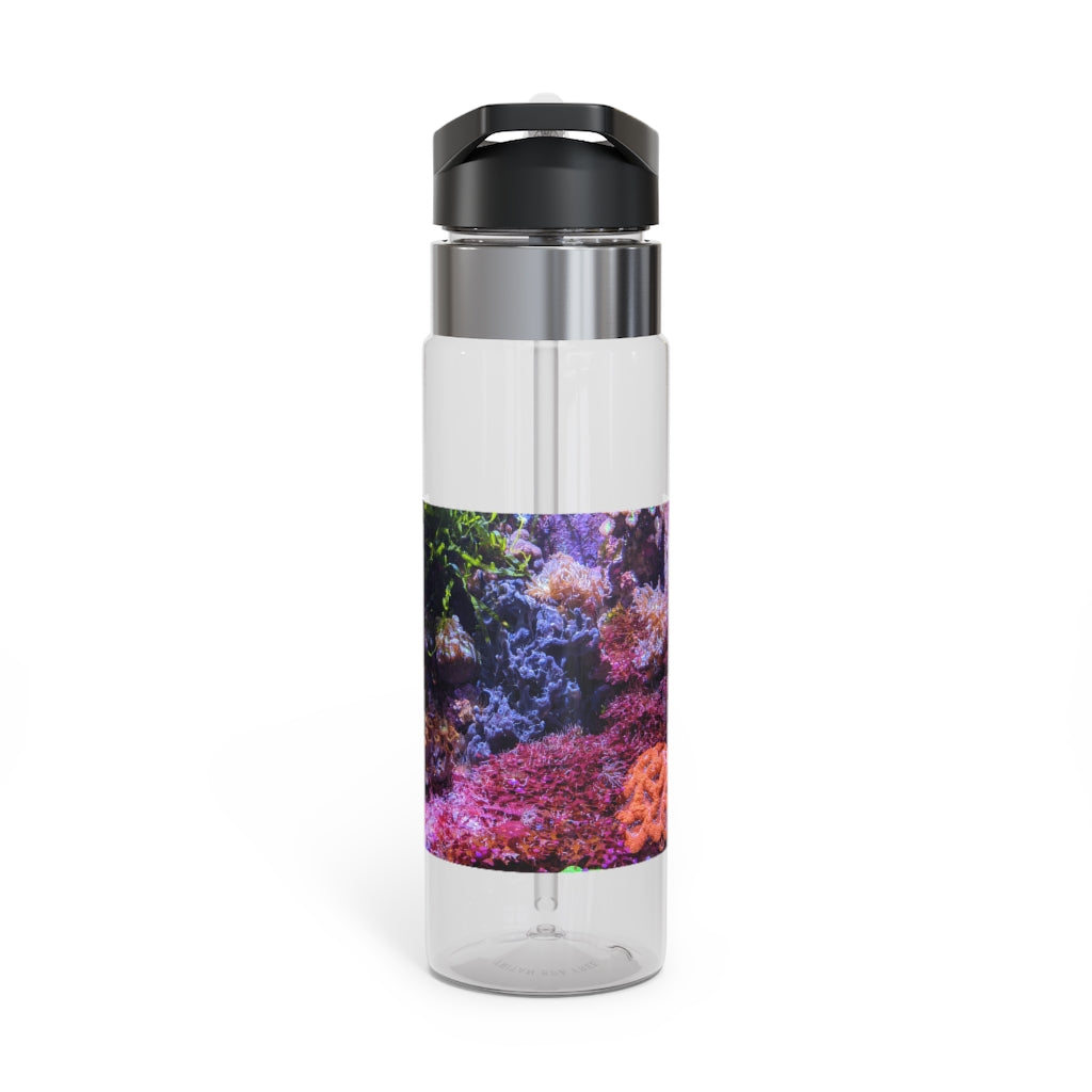 Aquarium Kensington Tritan™ Sport Bottle in vibrant colors with a carabiner hook and straw lid, showcasing its sleek design and 20oz capacity.