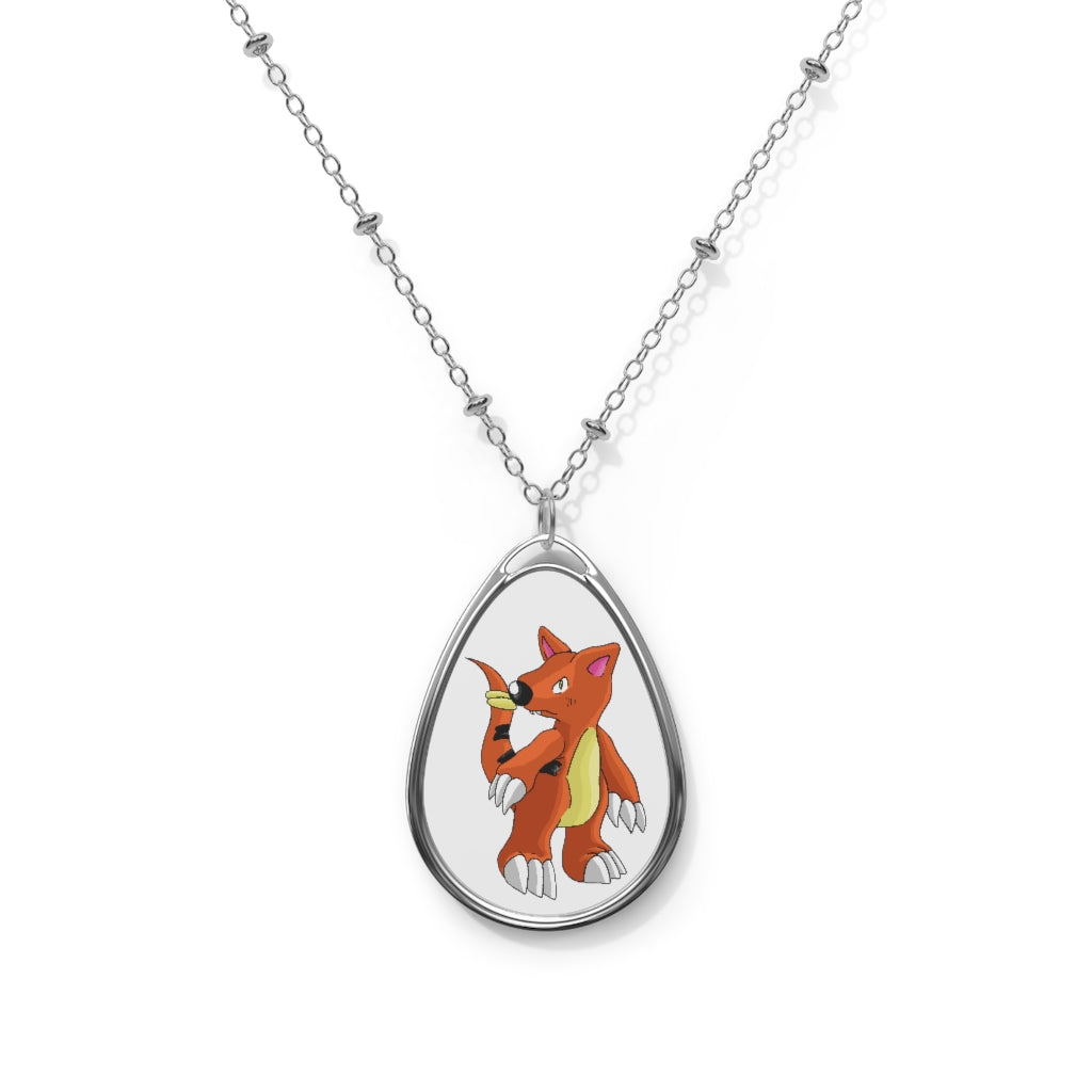 Arcadash Oval Necklace featuring a customizable ellipse-shaped brass pendant with a white aluminum print base and lobster clasp closure.