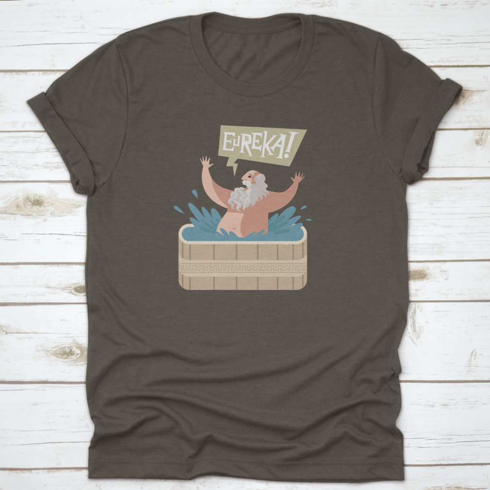 A comfortable cotton t-shirt featuring sayings of Archimedes, showcasing a classic fit and durable design.