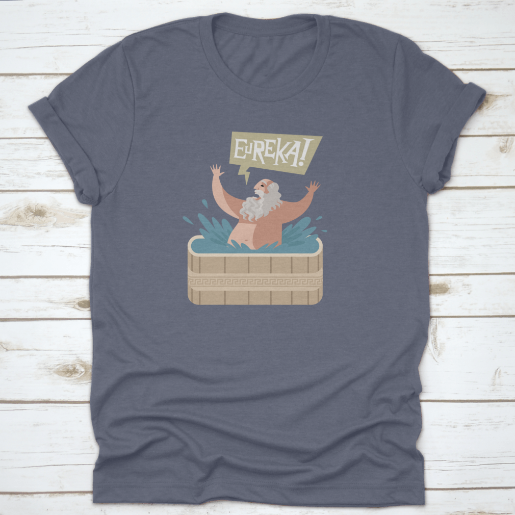 A comfortable cotton t-shirt featuring sayings of Archimedes, showcasing a classic fit and durable design.