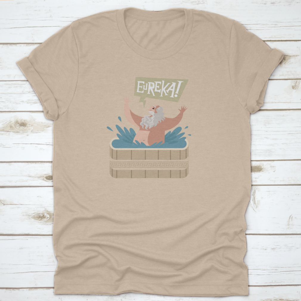 A comfortable cotton t-shirt featuring sayings of Archimedes, showcasing a classic fit and durable design.