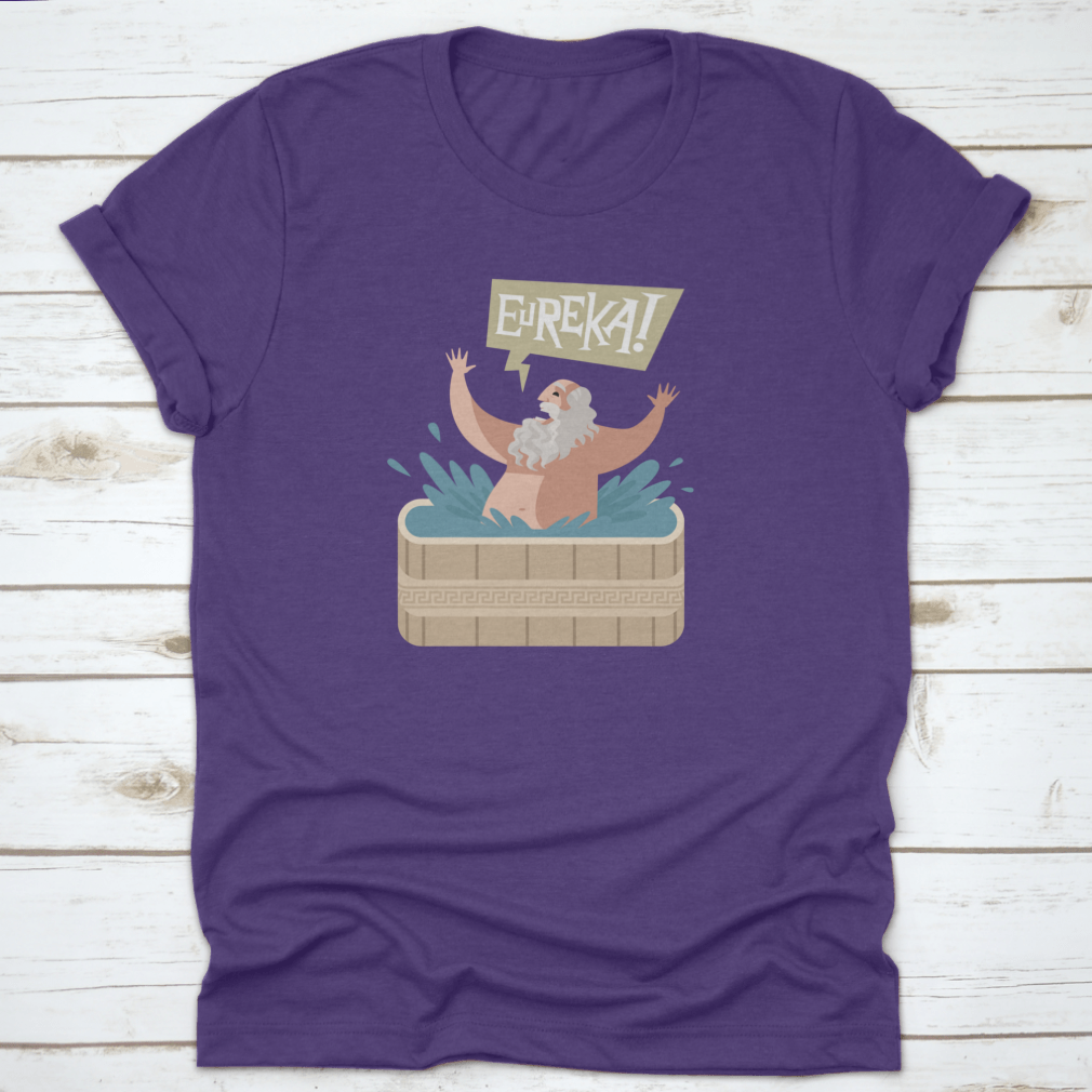 A comfortable cotton t-shirt featuring sayings of Archimedes, showcasing a classic fit and durable design.