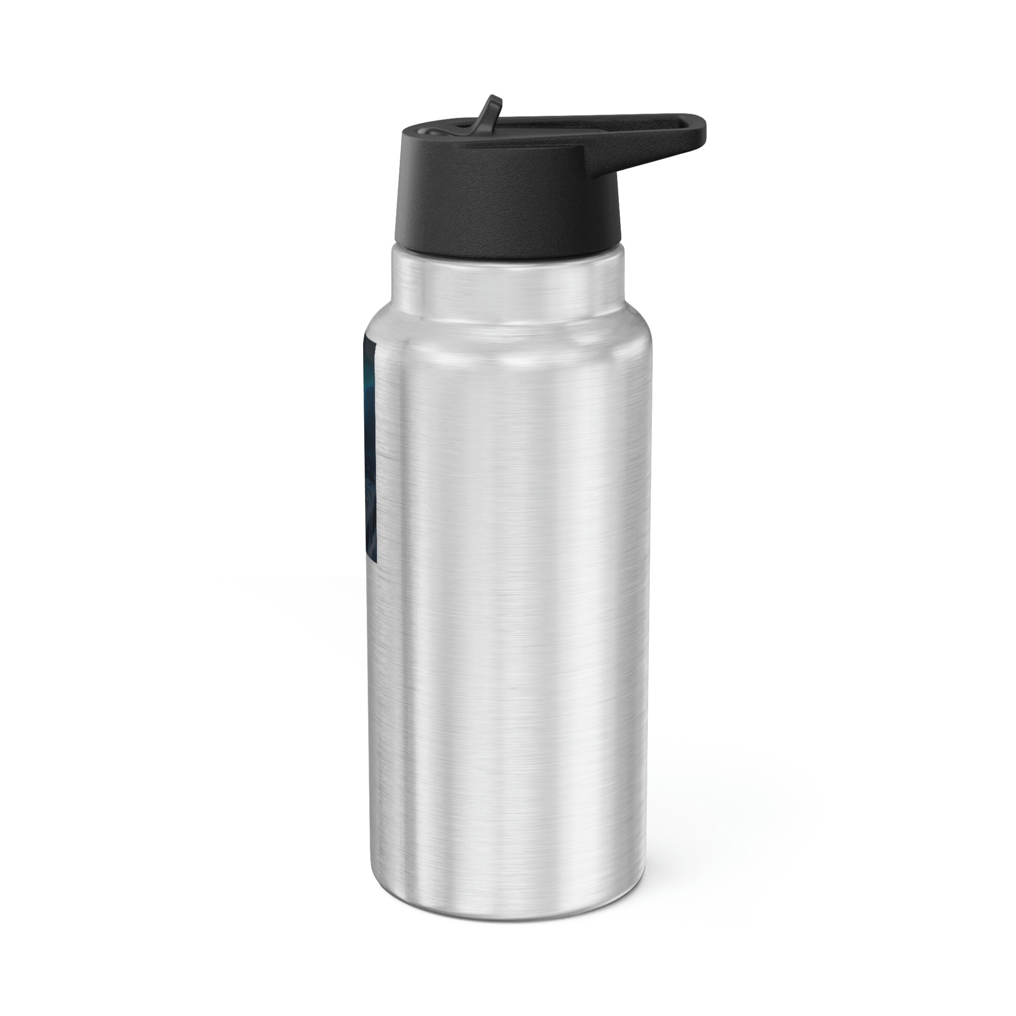 Arctic Gator Tumbler in stainless steel with a black screw-on cap and a plastic straw, showcasing a customizable design.
