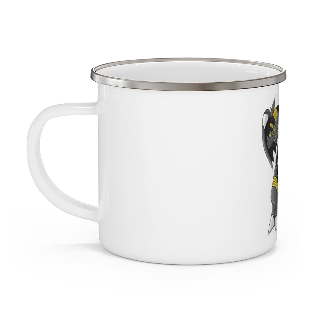 Argon Enamel Camping Mug with a stylish design, featuring a C-handle and a durable enamel finish, perfect for outdoor use.