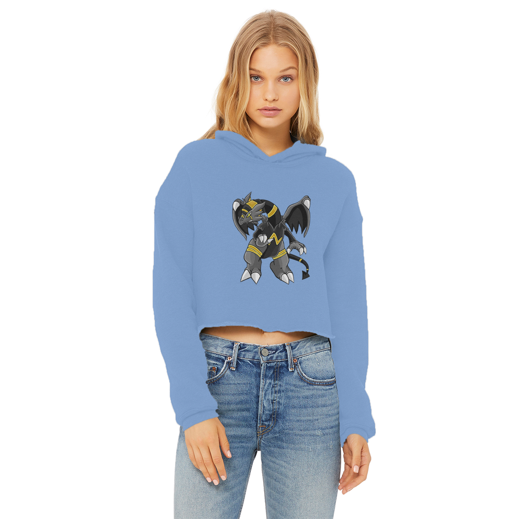 Argon Ladies Cropped Raw Edge Hoodie in soft cotton blend, featuring a cropped design, raw edge hem, and double fabric hood.