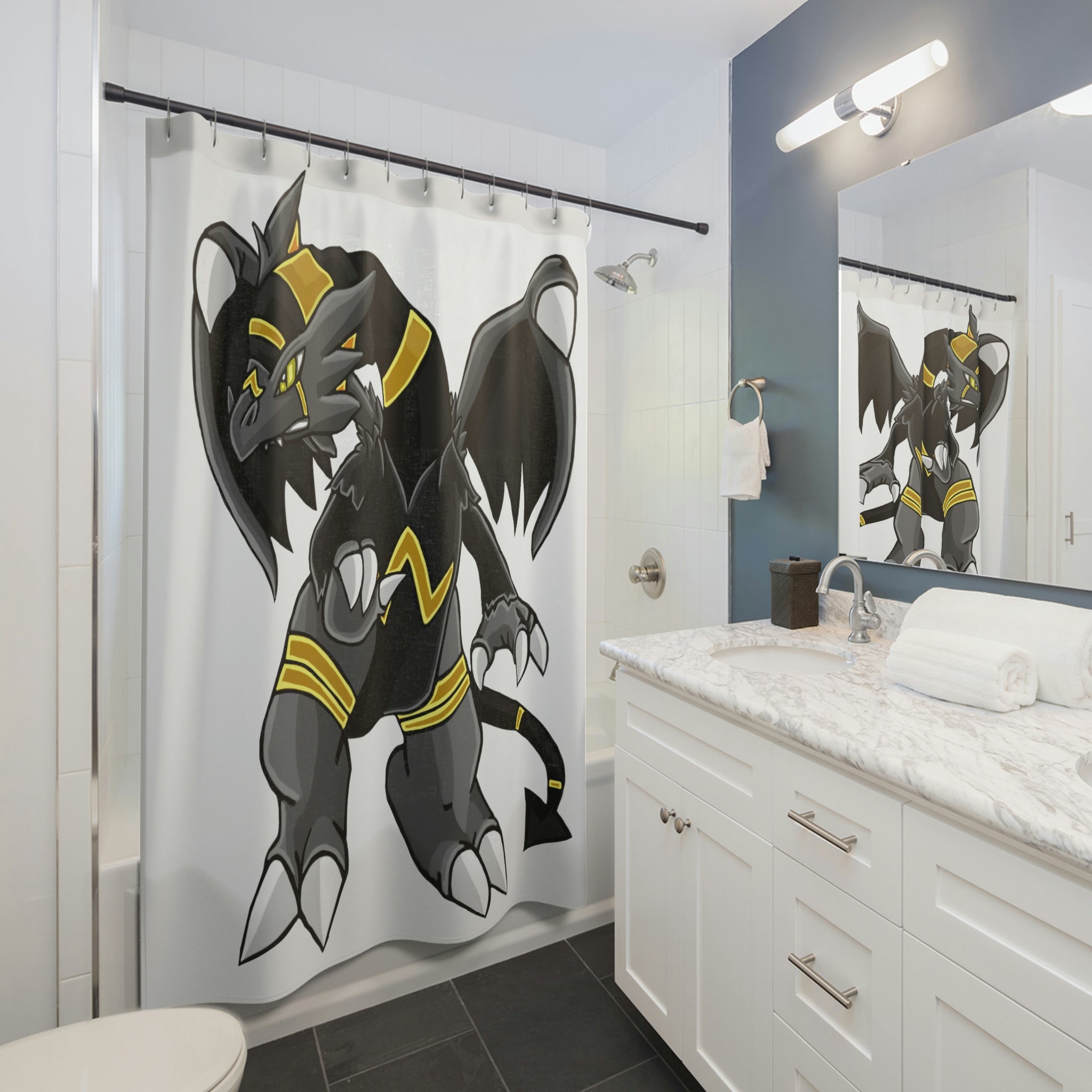 Stylish Argon Shower Curtain made of durable polyester featuring a vibrant one-sided print design, perfect for bathroom decor.