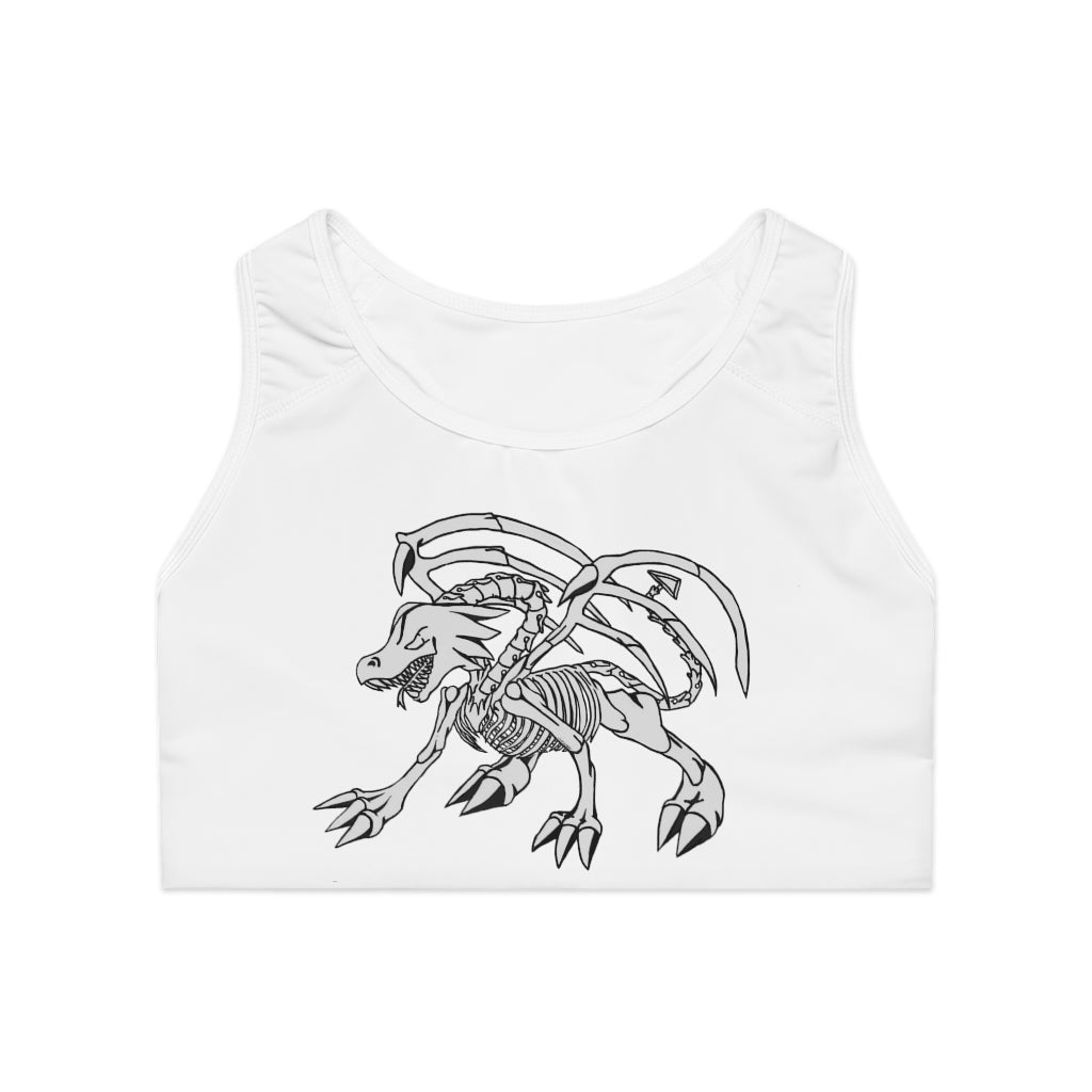 Argon Sports Bra featuring a customizable all-over print design, compression fit, and double-layer front for enhanced comfort and support.