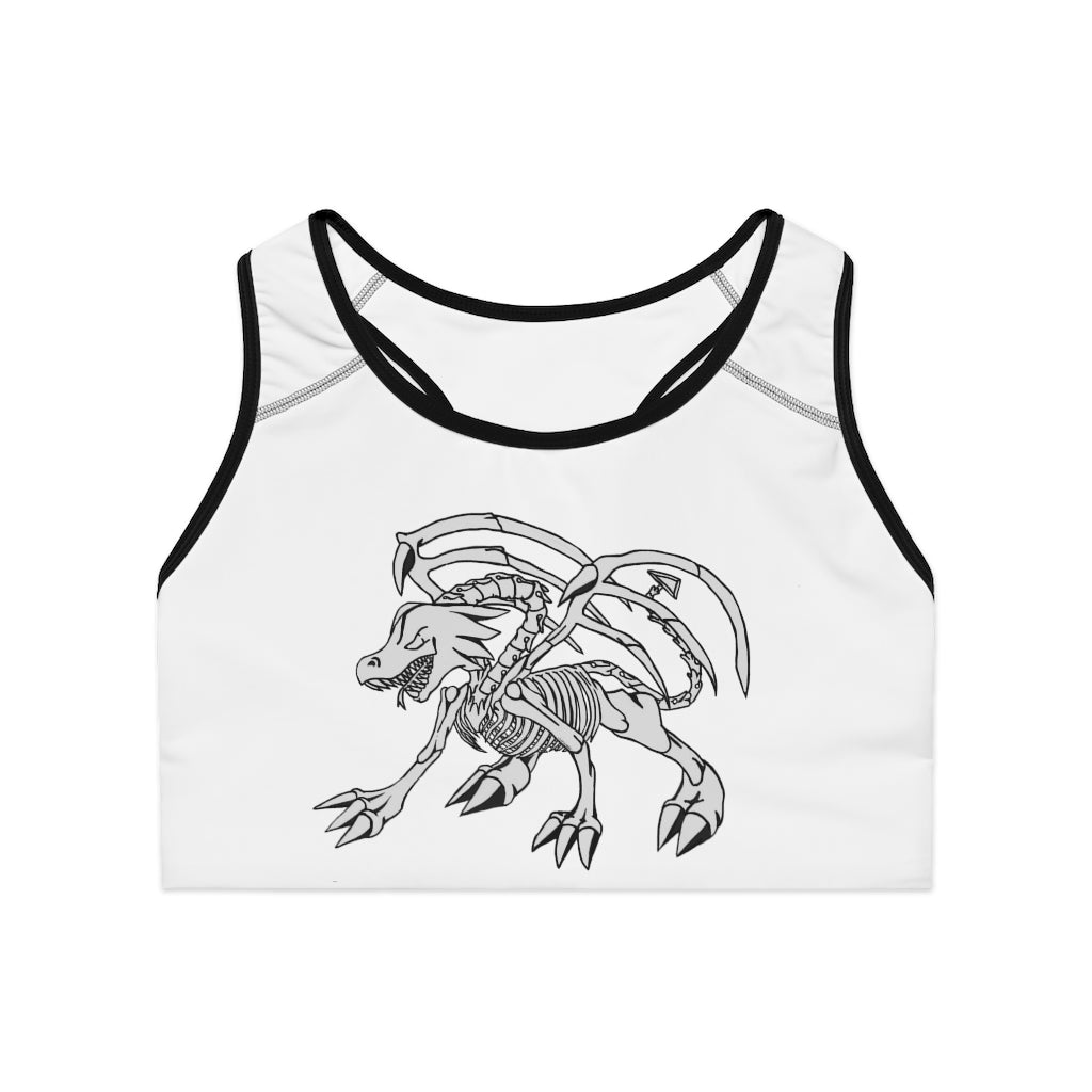 Argon Sports Bra featuring a customizable all-over print design, compression fit, and double-layer front for enhanced comfort and support.