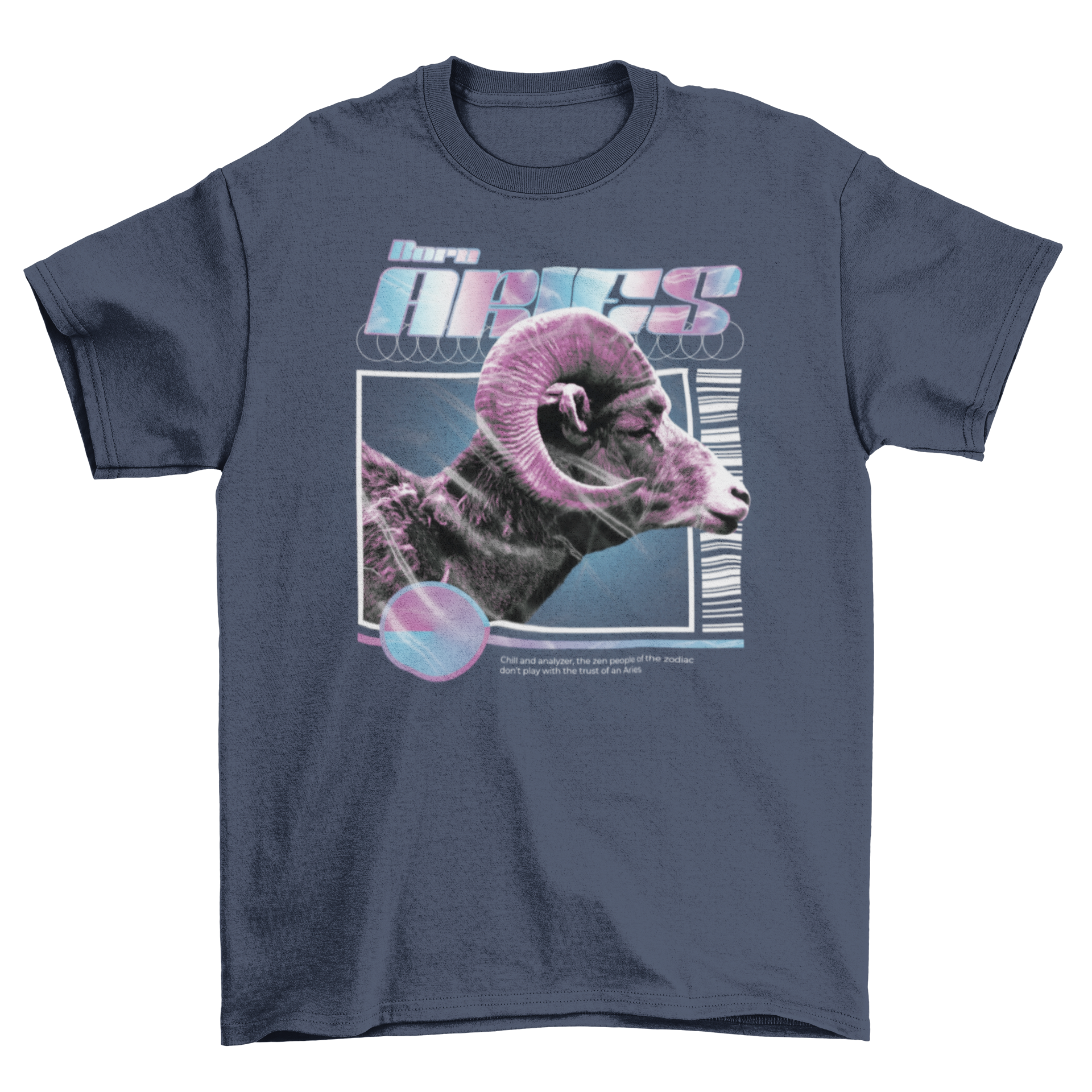 A stylish t-shirt featuring a goat design representing the Aries zodiac sign with the quote 'Born Taurus'.