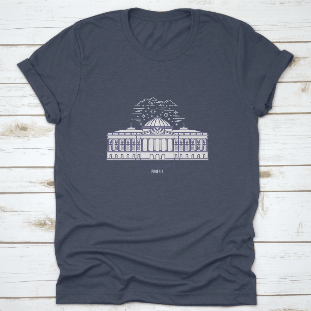A classic cotton t-shirt featuring the Arizona State Capitol design, showcasing its iconic architecture and vibrant colors.