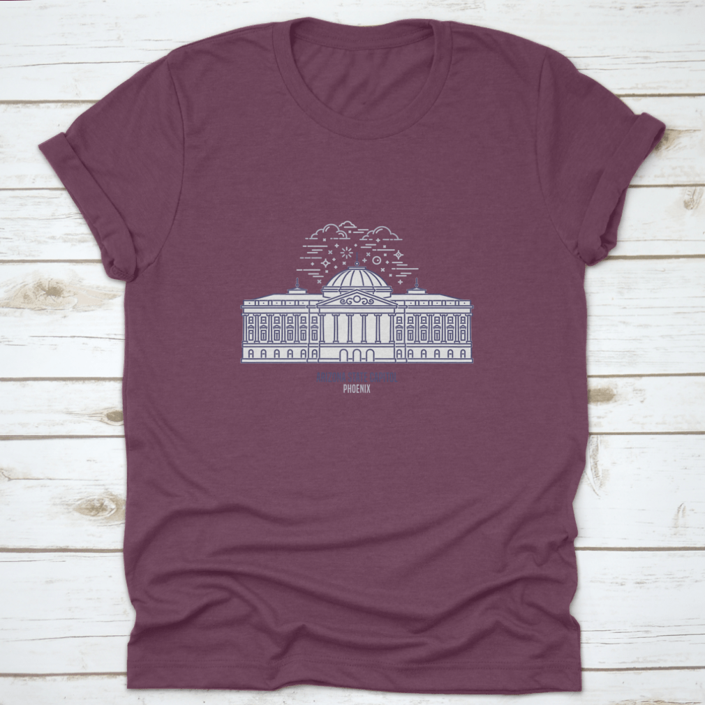 A classic cotton t-shirt featuring the Arizona State Capitol design, showcasing its iconic architecture and vibrant colors.