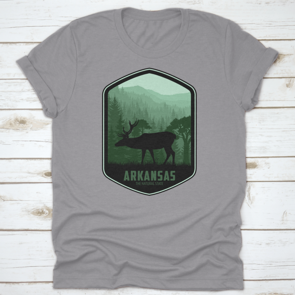 Arkansas Vector Label t-shirt featuring 'The Natural State' design, made from 100% cotton with a classic fit.
