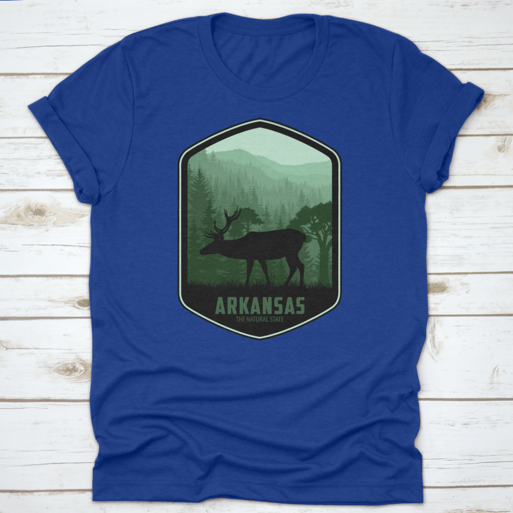 Arkansas Vector Label t-shirt featuring 'The Natural State' design, made from 100% cotton with a classic fit.