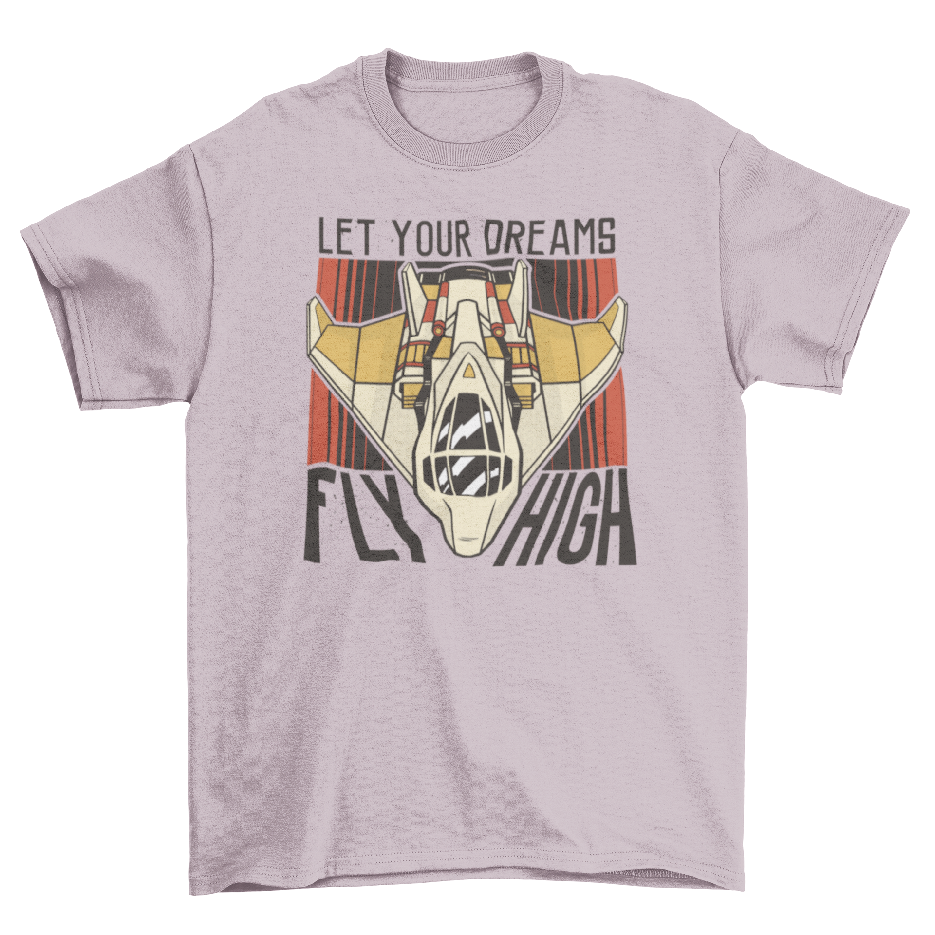 A stylish t-shirt featuring an airplane graphic and the quote 'Let your dreams fly high', perfect for aviation enthusiasts.