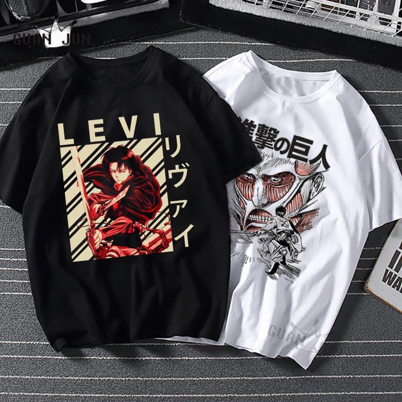 Black Attack On Titan T Shirt featuring a cartoon design, made from 100% cotton, suitable for casual wear.