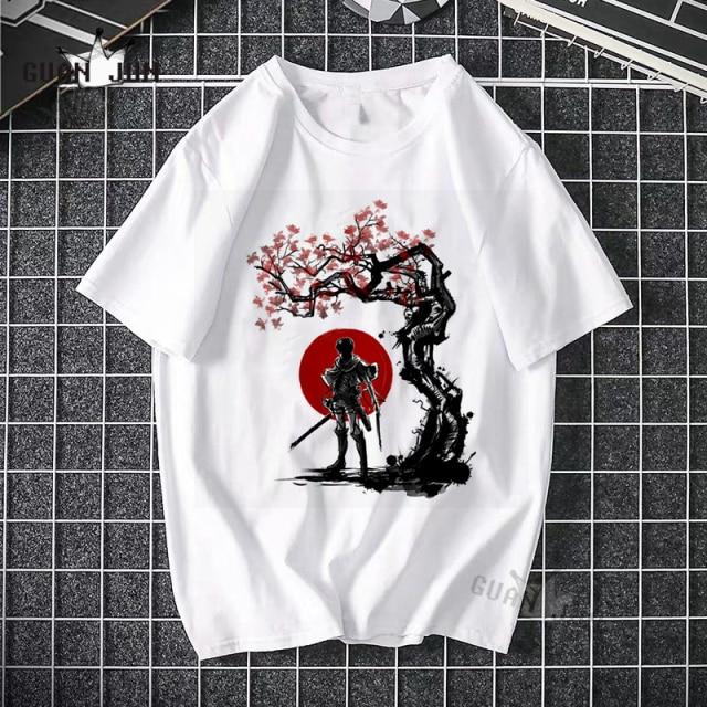 Black Attack On Titan T Shirt featuring a cartoon design, made from 100% cotton, suitable for casual wear.