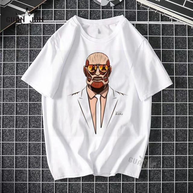 Black Attack On Titan T Shirt featuring a cartoon design, made from 100% cotton, suitable for casual wear.