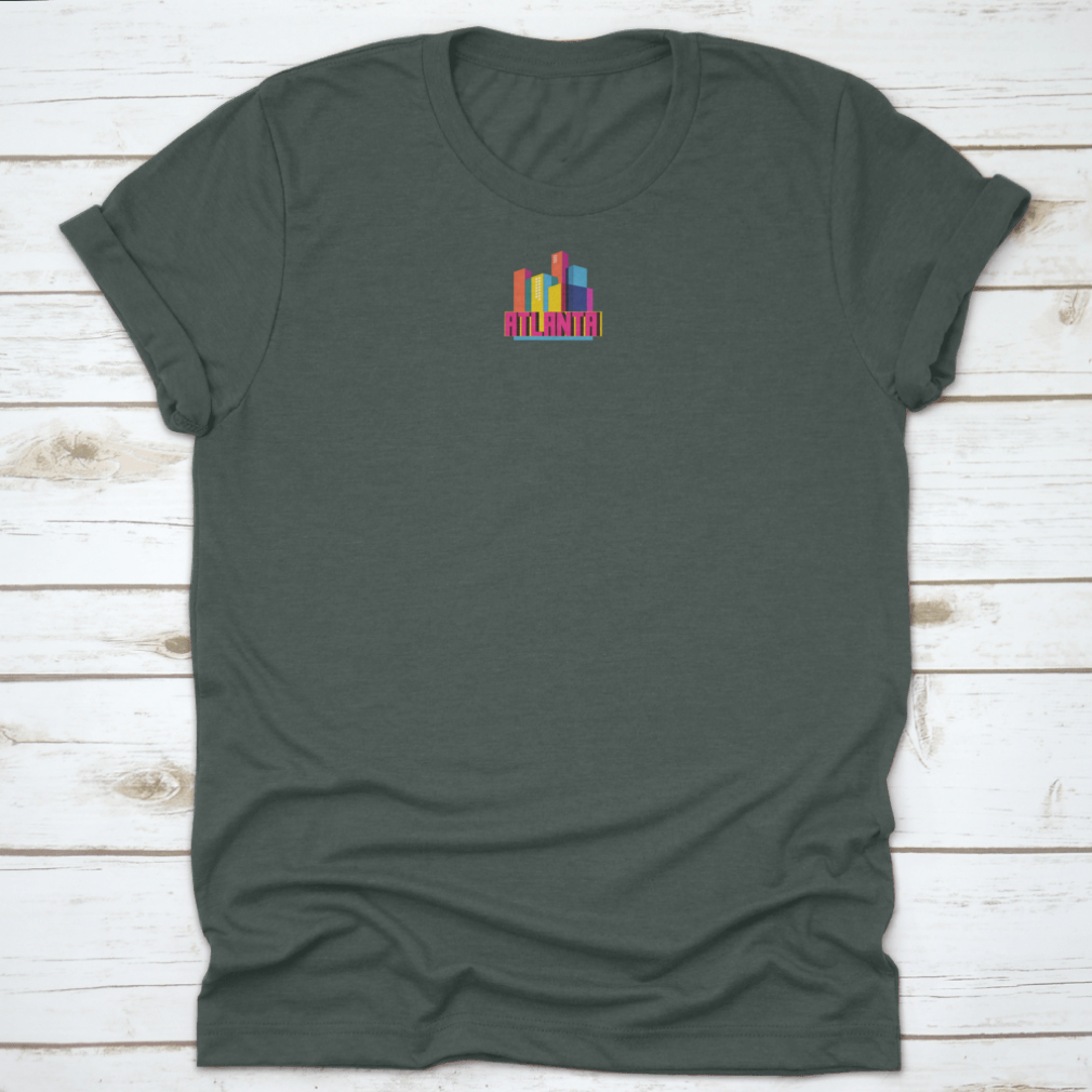 Colorful vector style t-shirt featuring the Atlanta City logo, made from 100% cotton with a classic fit.