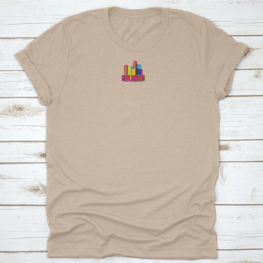 Colorful vector style t-shirt featuring the Atlanta City logo, made from 100% cotton with a classic fit.