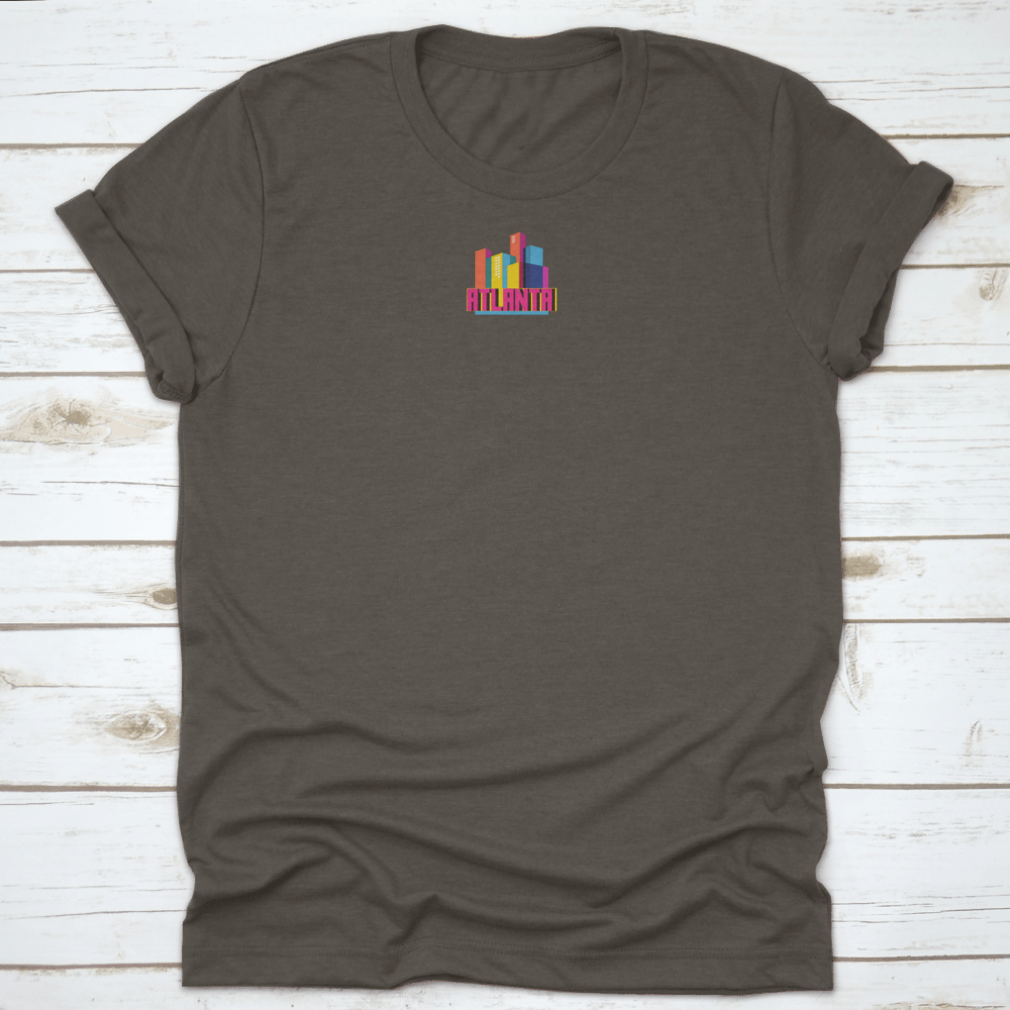 Colorful vector style t-shirt featuring the Atlanta City logo, made from 100% cotton with a classic fit.