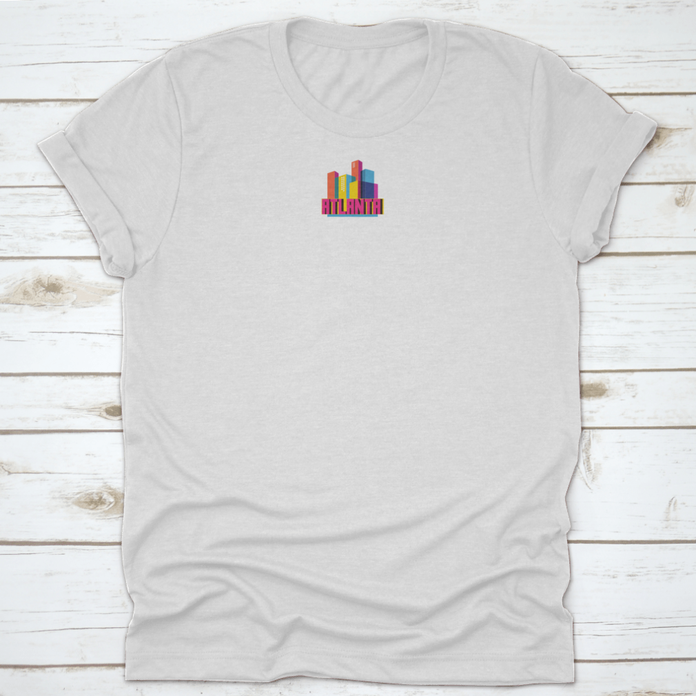 Colorful vector style t-shirt featuring the Atlanta City logo, made from 100% cotton with a classic fit.