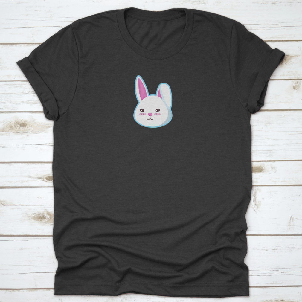A cute t-shirt featuring a bunny head design with the left ear closed, made from soft cotton fabric.