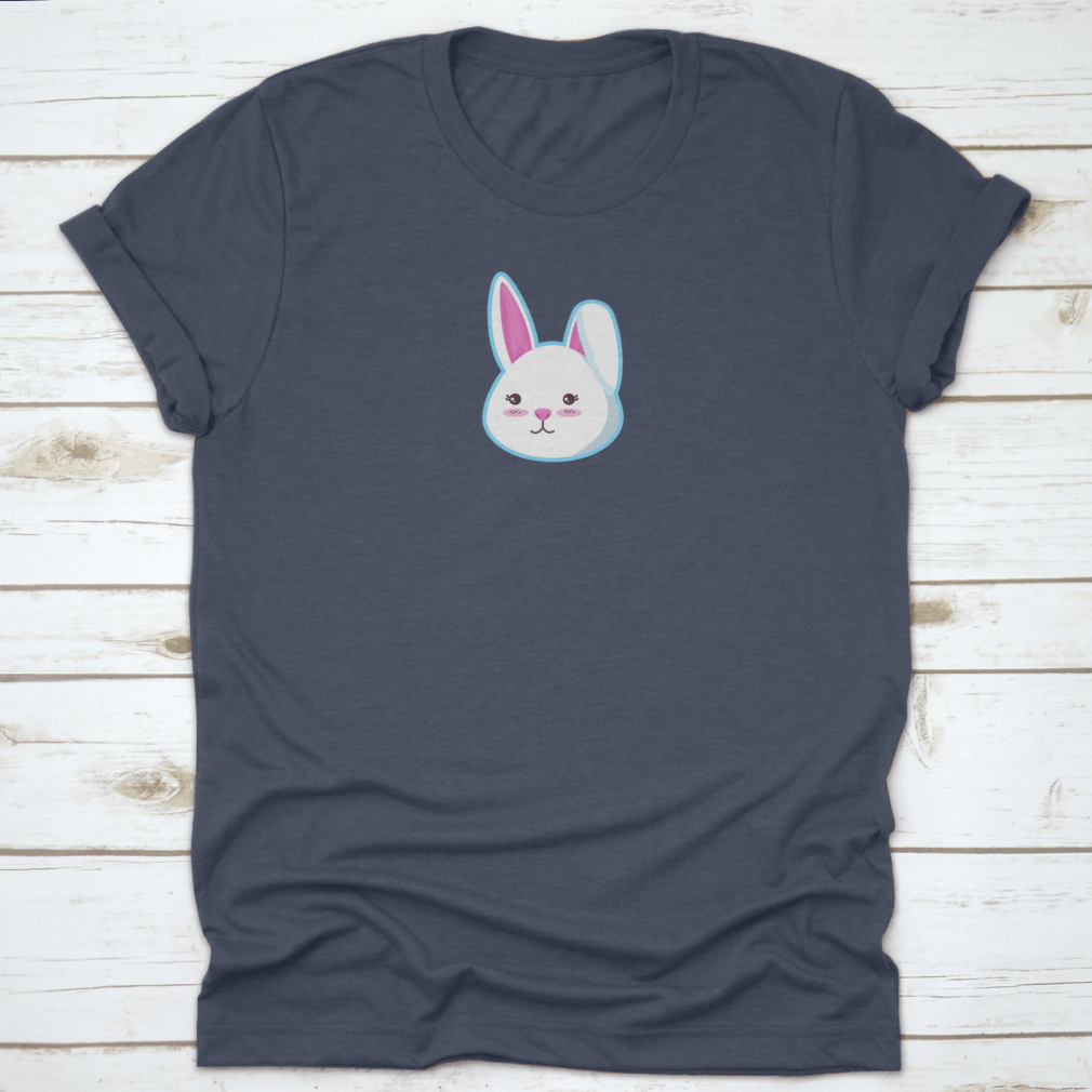 A cute t-shirt featuring a bunny head design with the left ear closed, made from soft cotton fabric.