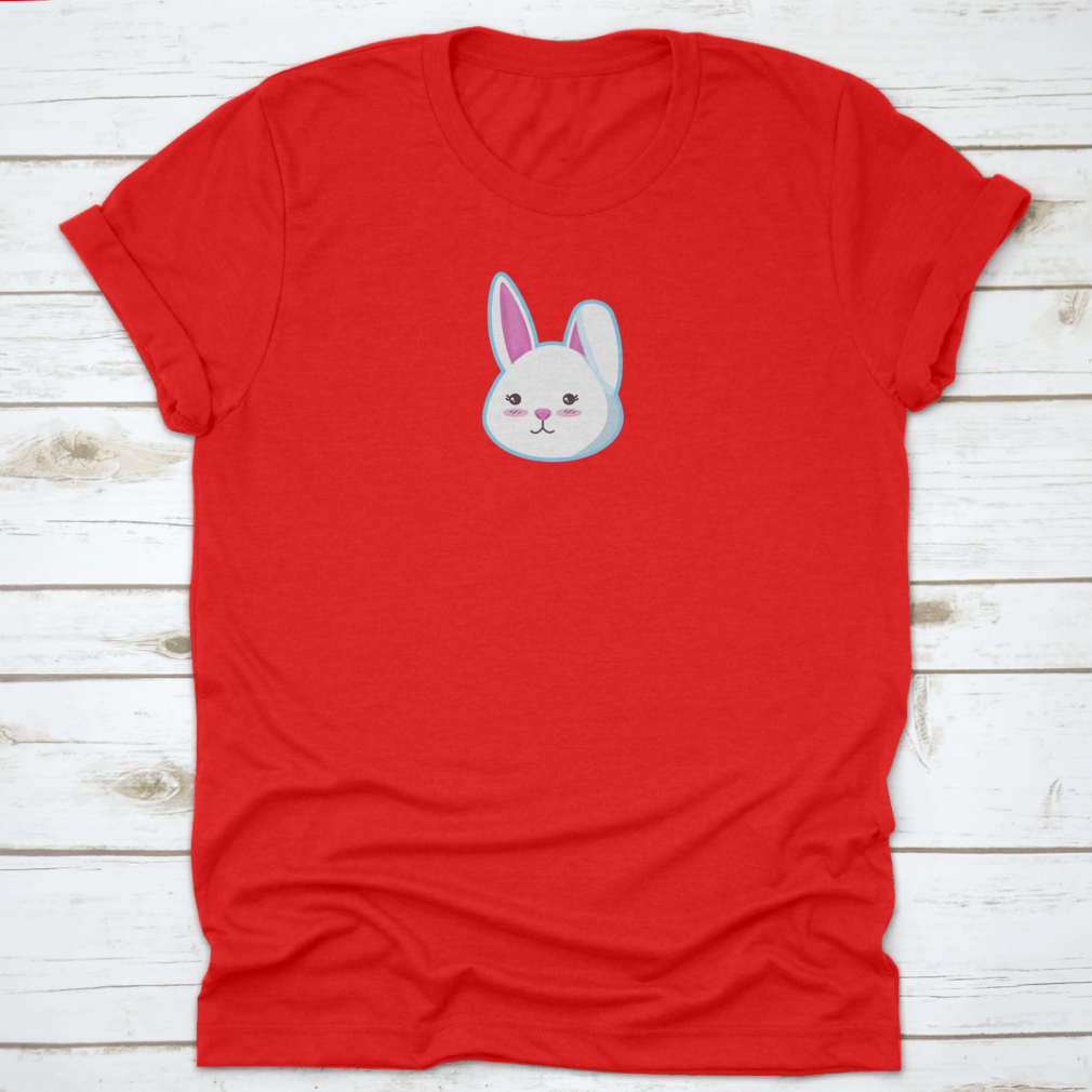 A cute t-shirt featuring a bunny head design with the left ear closed, made from soft cotton fabric.