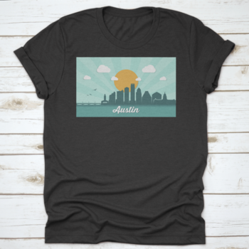 A detailed vector illustration of the Austin skyline featuring iconic buildings and structures.