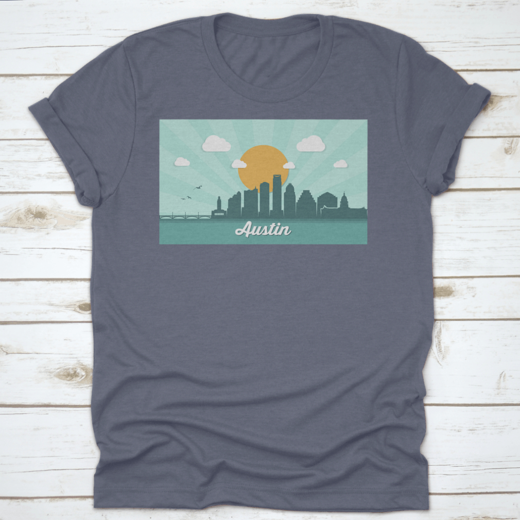A detailed vector illustration of the Austin skyline featuring iconic buildings and structures.