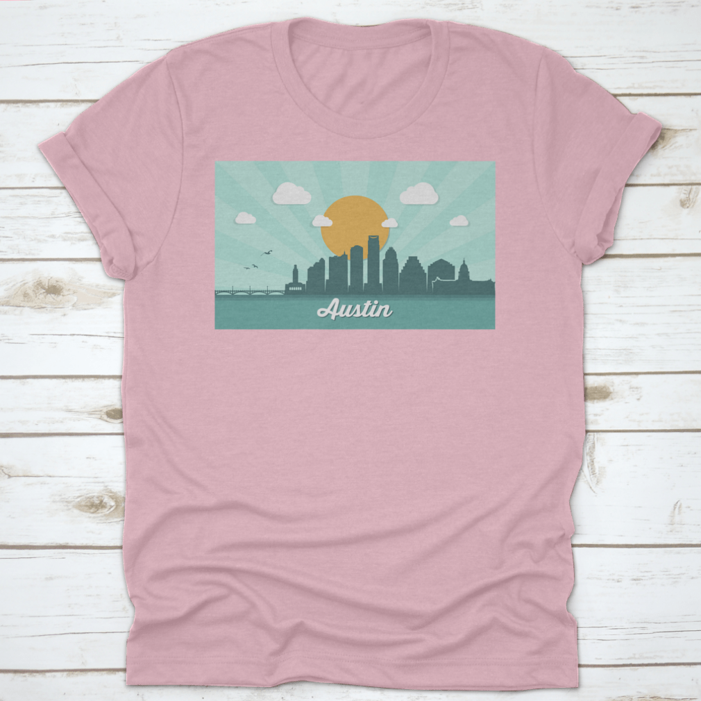 A detailed vector illustration of the Austin skyline featuring iconic buildings and structures.